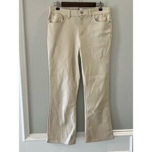 ZARA Women's Cream Faux Leather Crop Ankle Pants Size 8